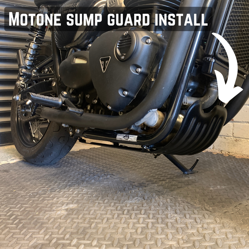 Triumph T100 - Motone sump guard install